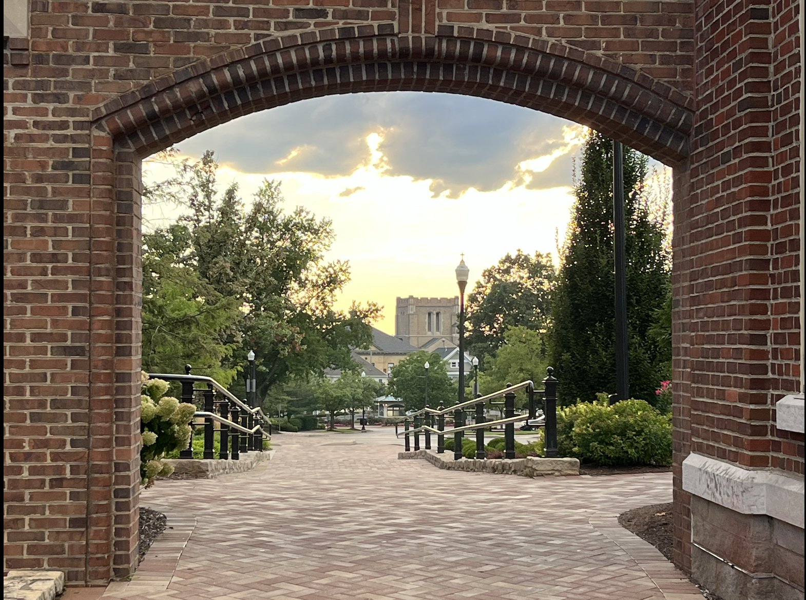 Archway Between Saint Joseph Hall and Chapel on Campus