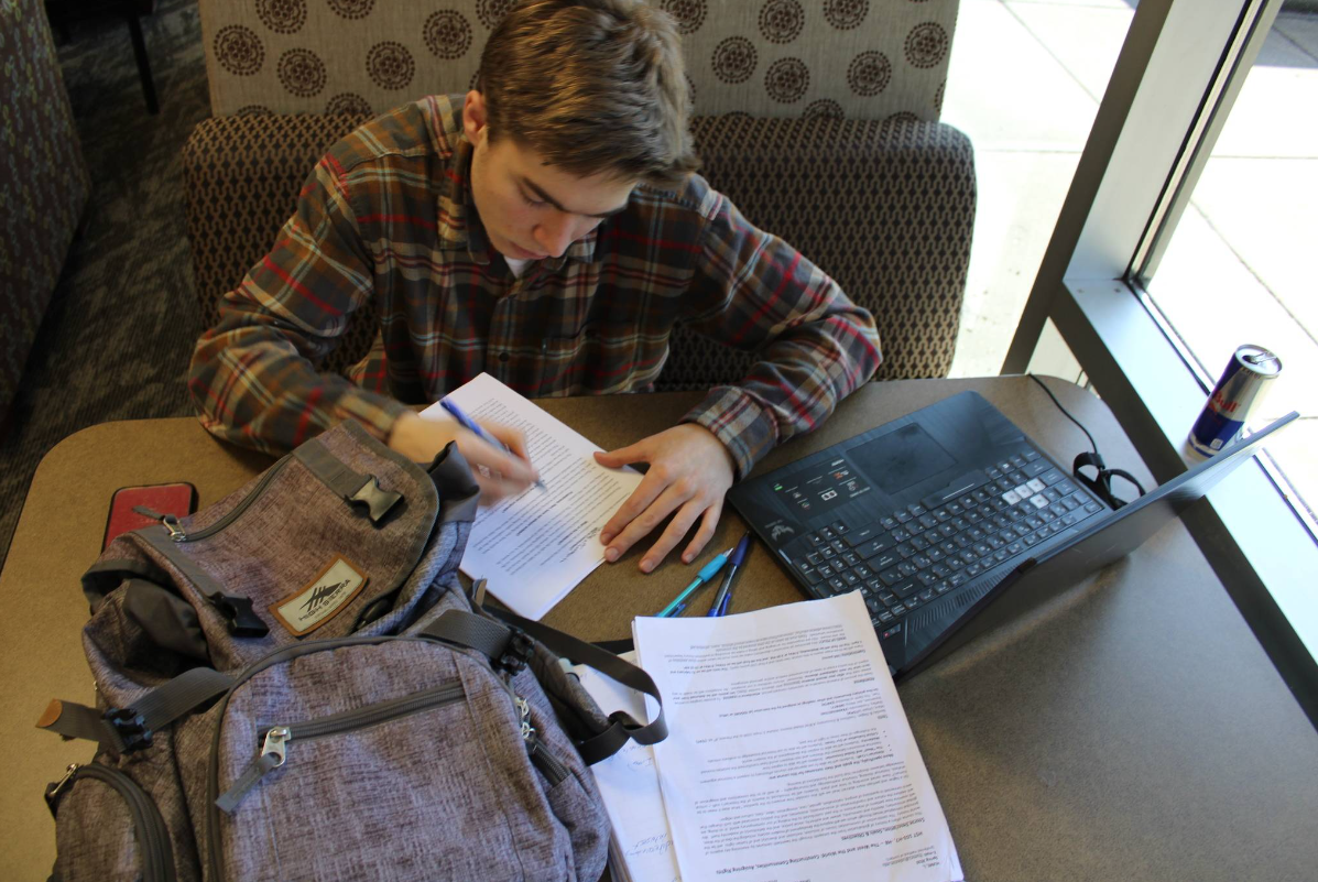 Student working on homework