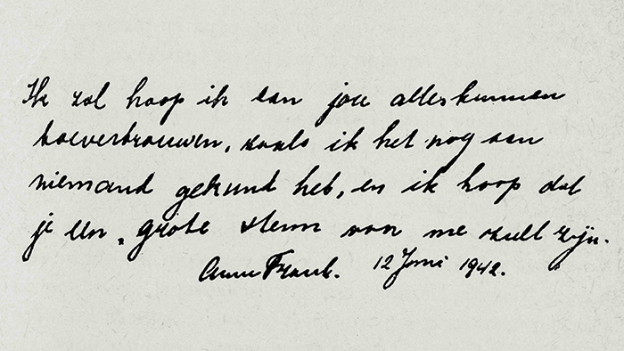 Handwritten note from Anne Frank