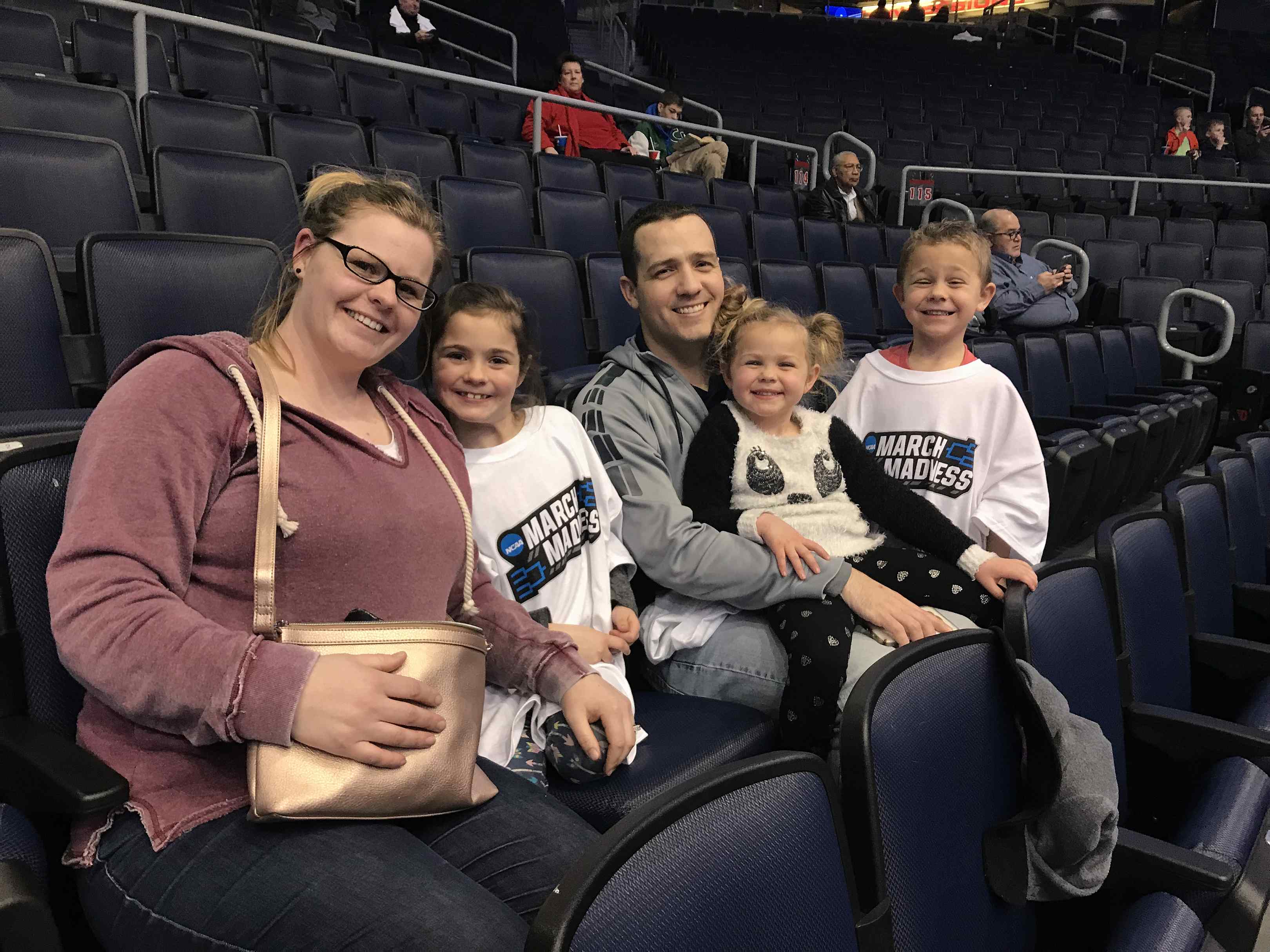 The Peterson family enjoys the First Four at UD Arena.