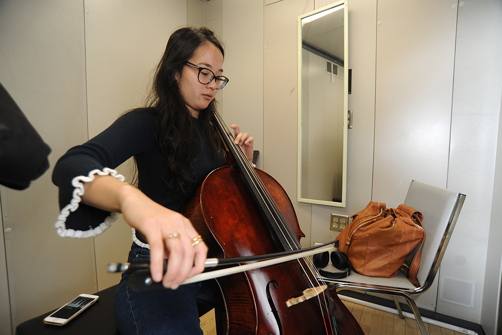 Music student in practice