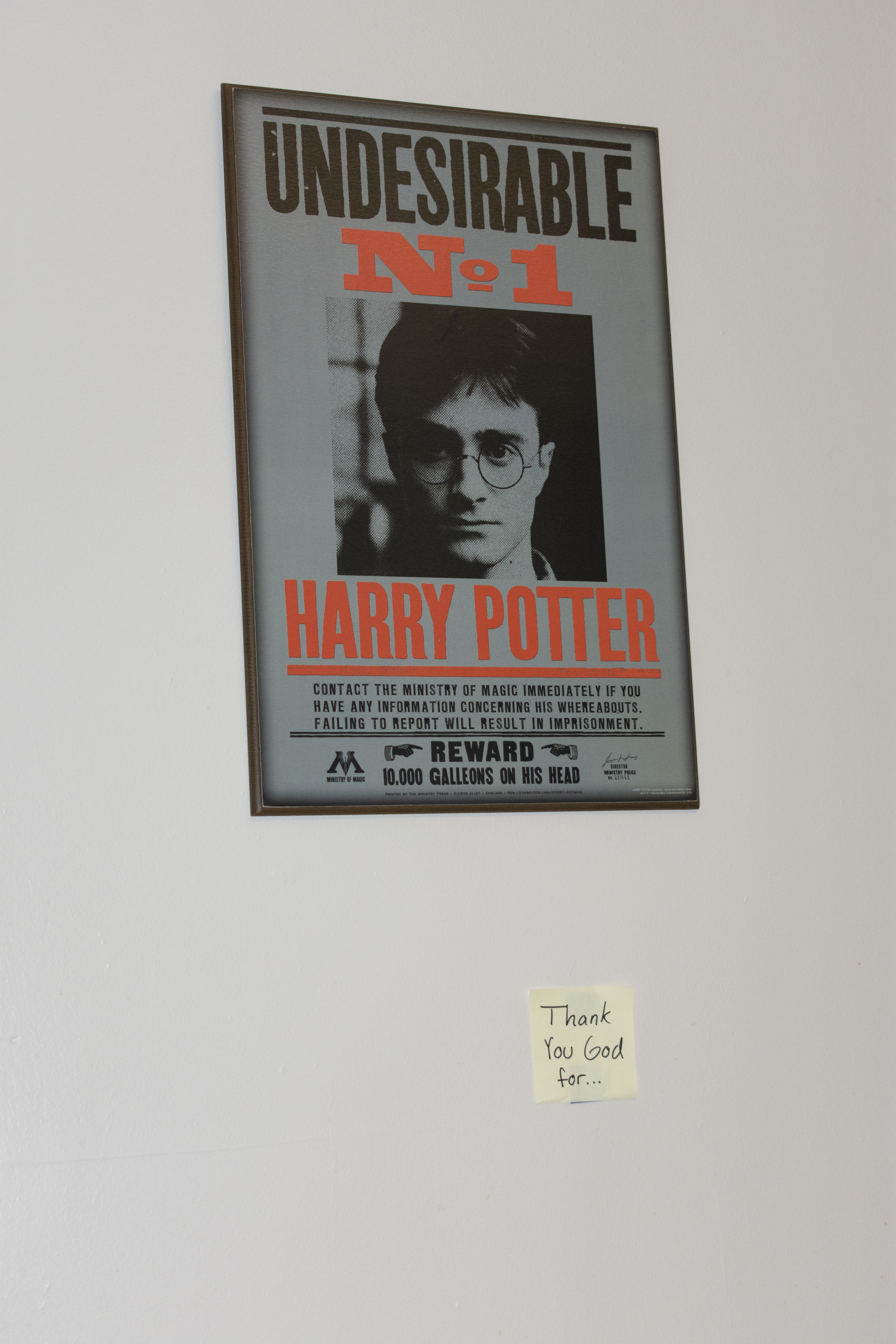harry potter poster in students' kitchen