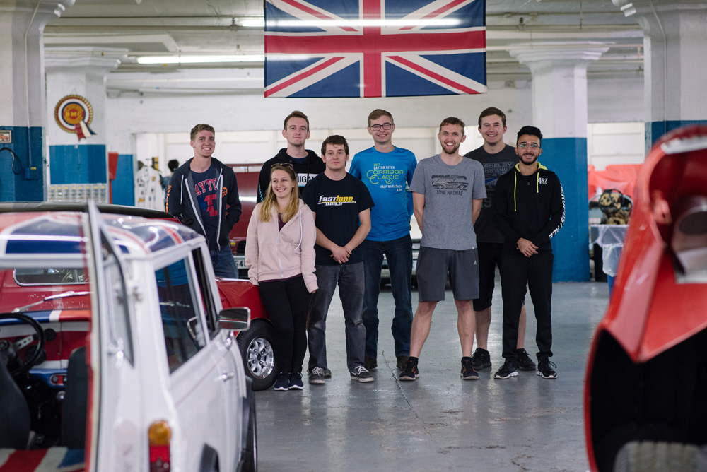 students at motor museum