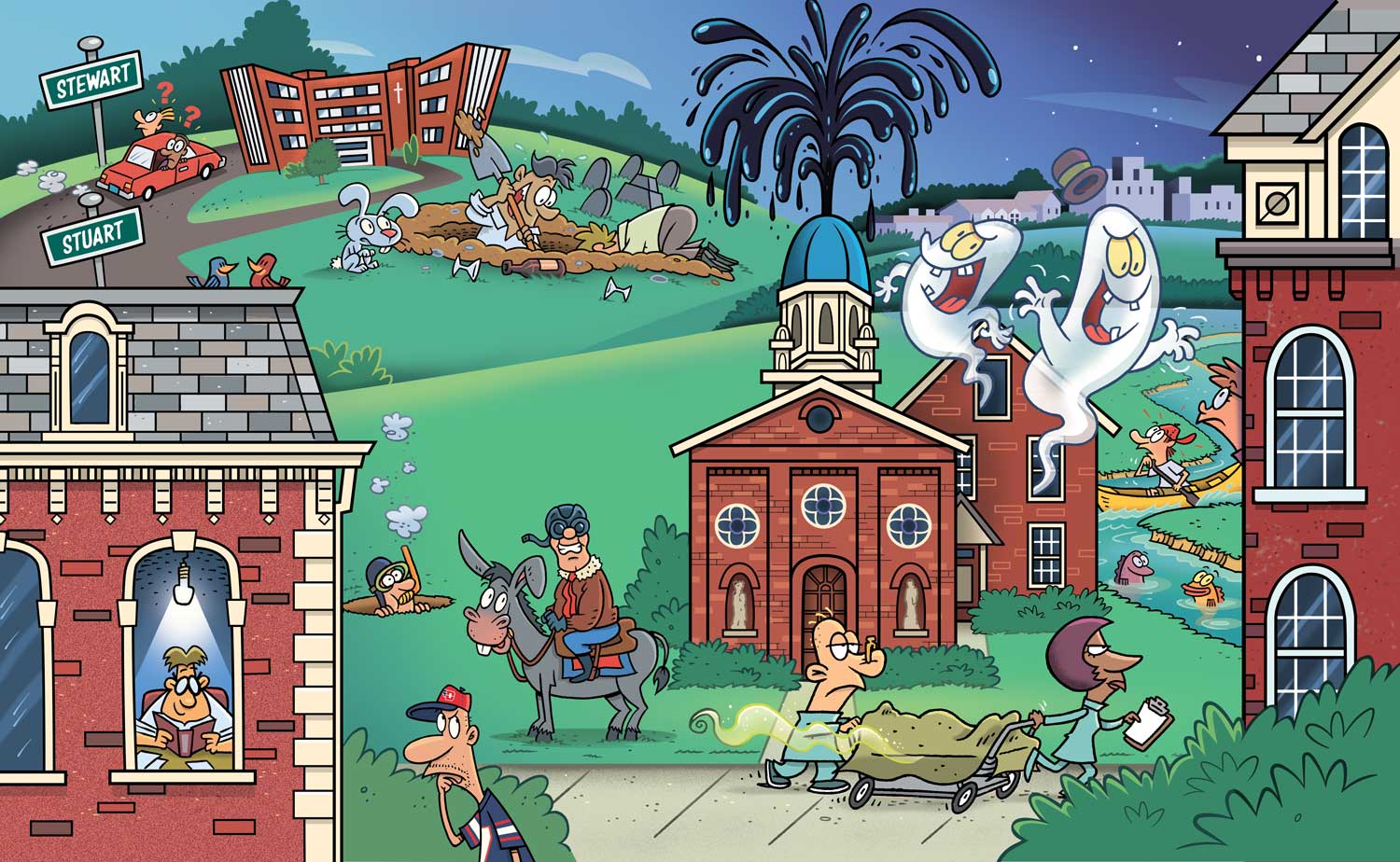 Cartoon look at UD's campus