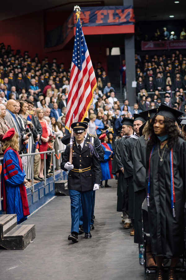 ROTC members present the flag at graduation