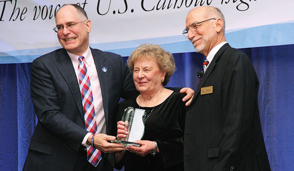 Sister Angela Ann Zukowski receives an award
