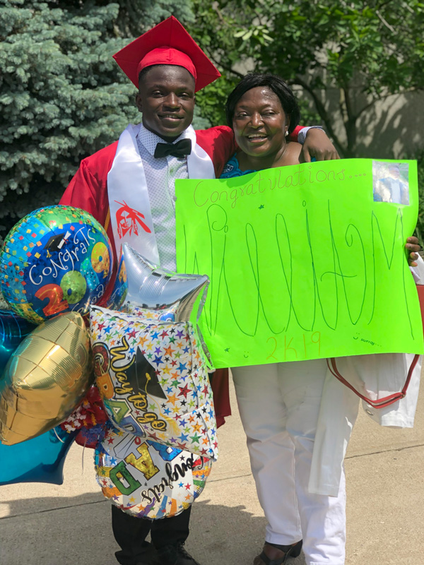 William ANtwi and his mom at his high school graduation