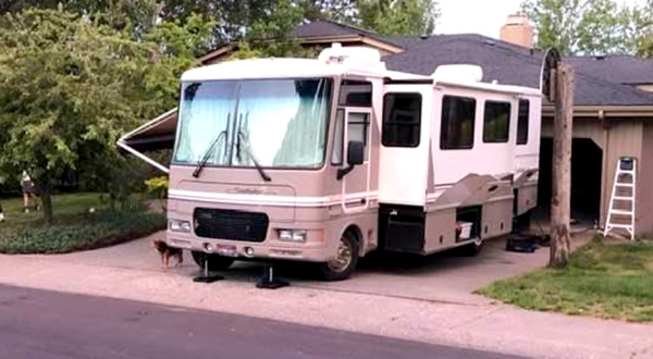 RV in the driveway