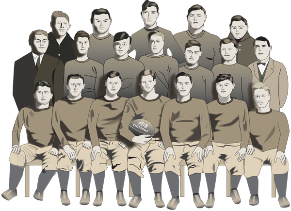 Illustration of the 1913 St. Mary's Cadets by Bob Hughes, S.M.
