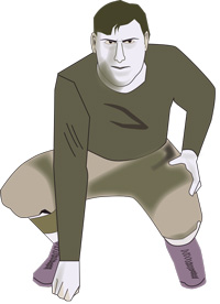 Illustration of early 20th century football player