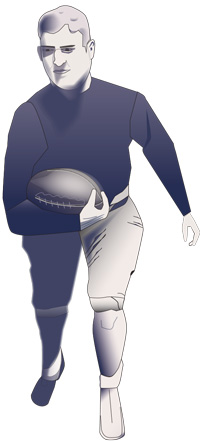 Illustration of early 20th century football player