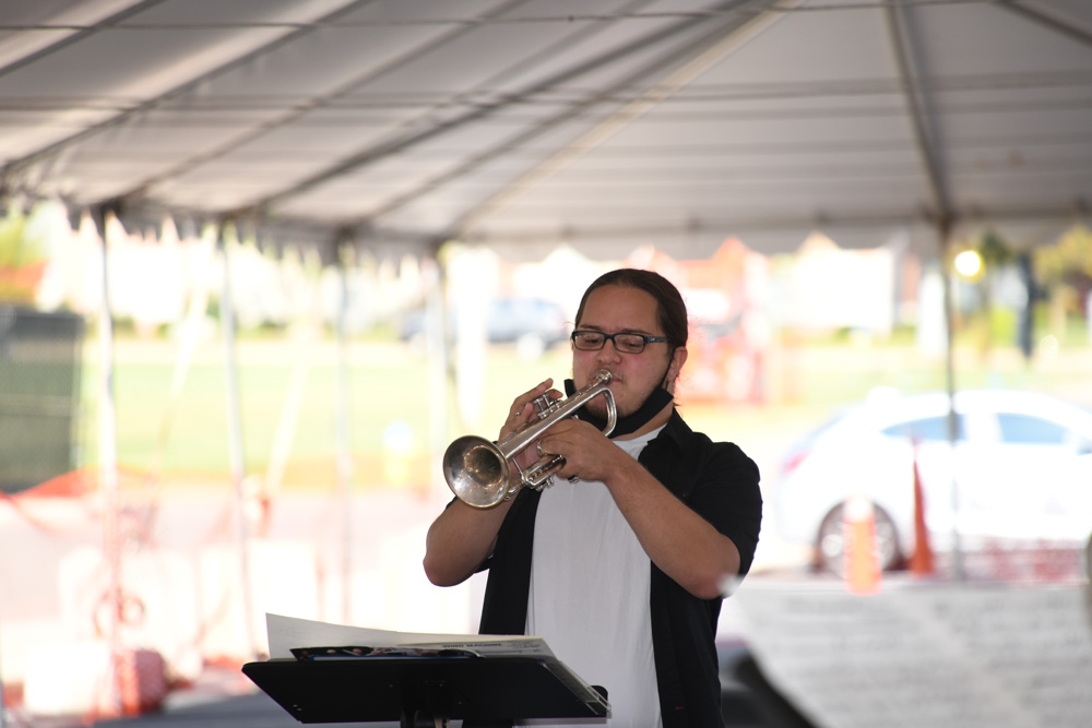 Student plays the trumpet