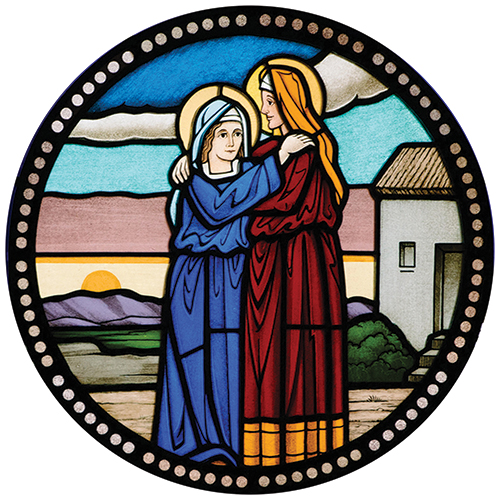 Stained glass of the Visitation in the Chapel of the Immaculate Conception