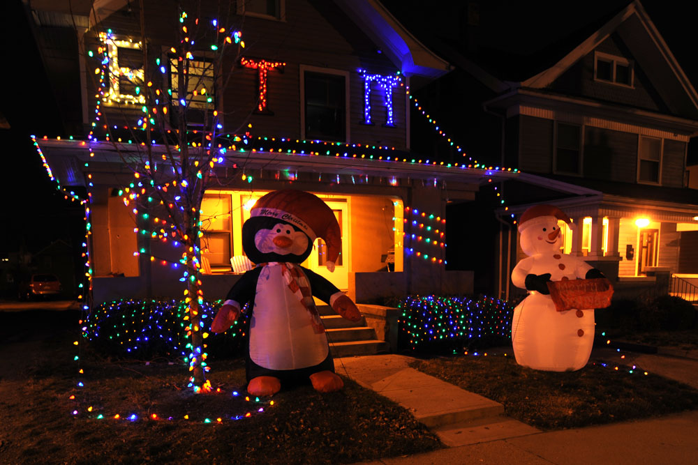 How with Christmas lights and an inflatable penguin