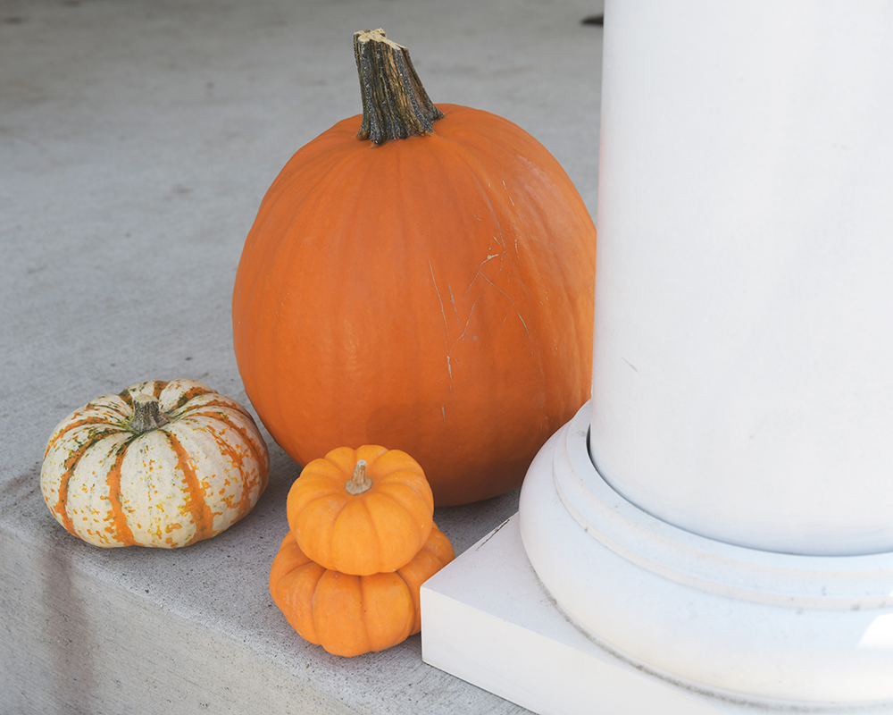pumpkins on a porch