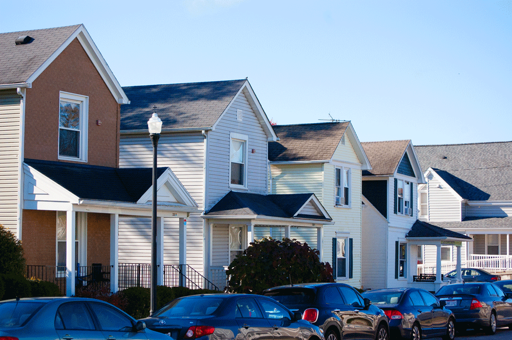 Row of student houses on the street
