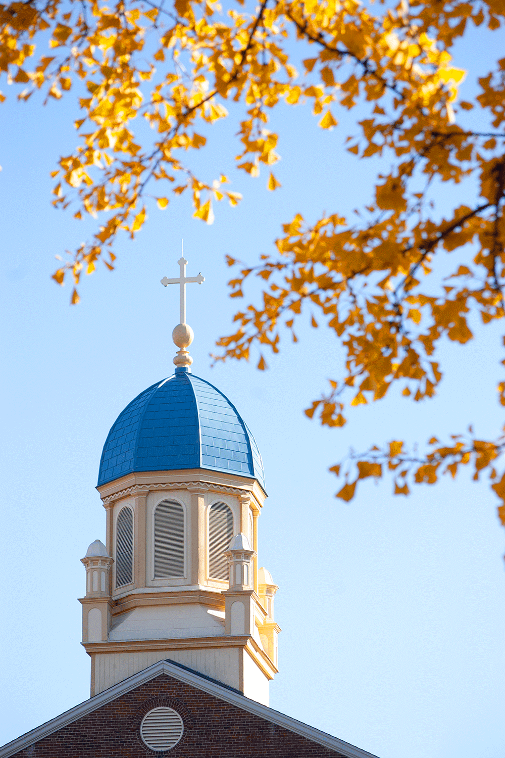 The blue top of the UD Chapel
