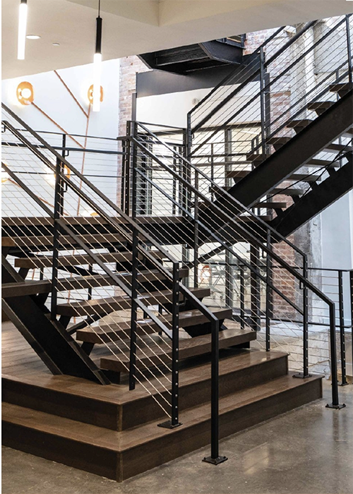 A renovated staircase inside The Hub