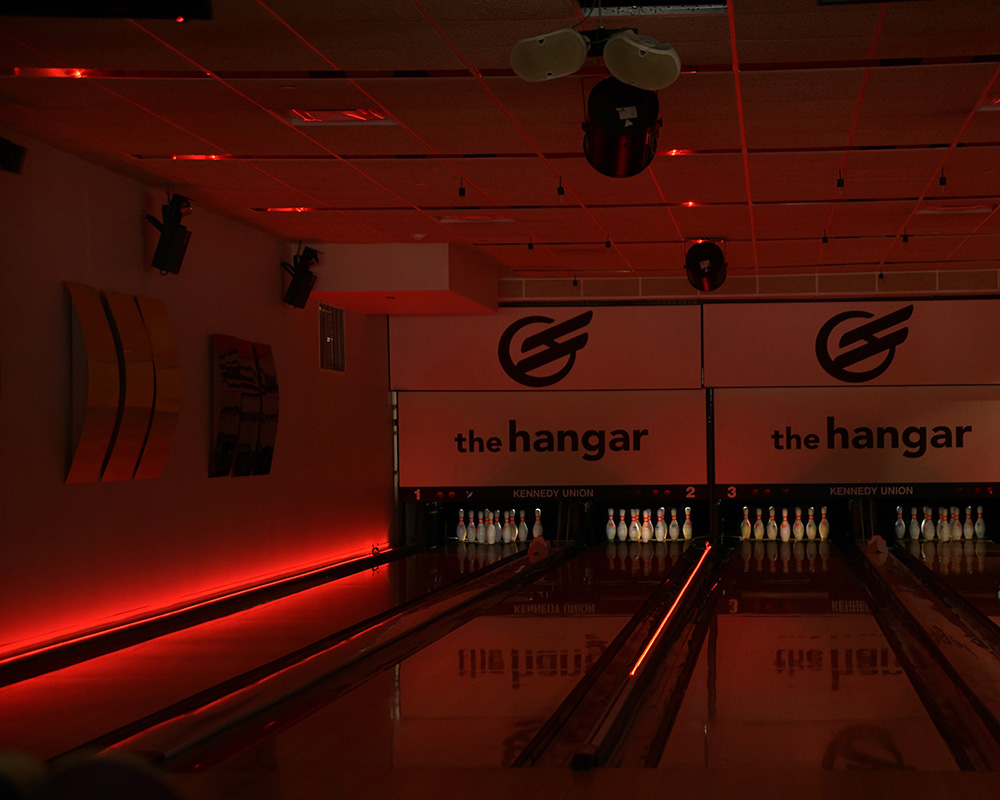 Bowling lanes in The Hangar