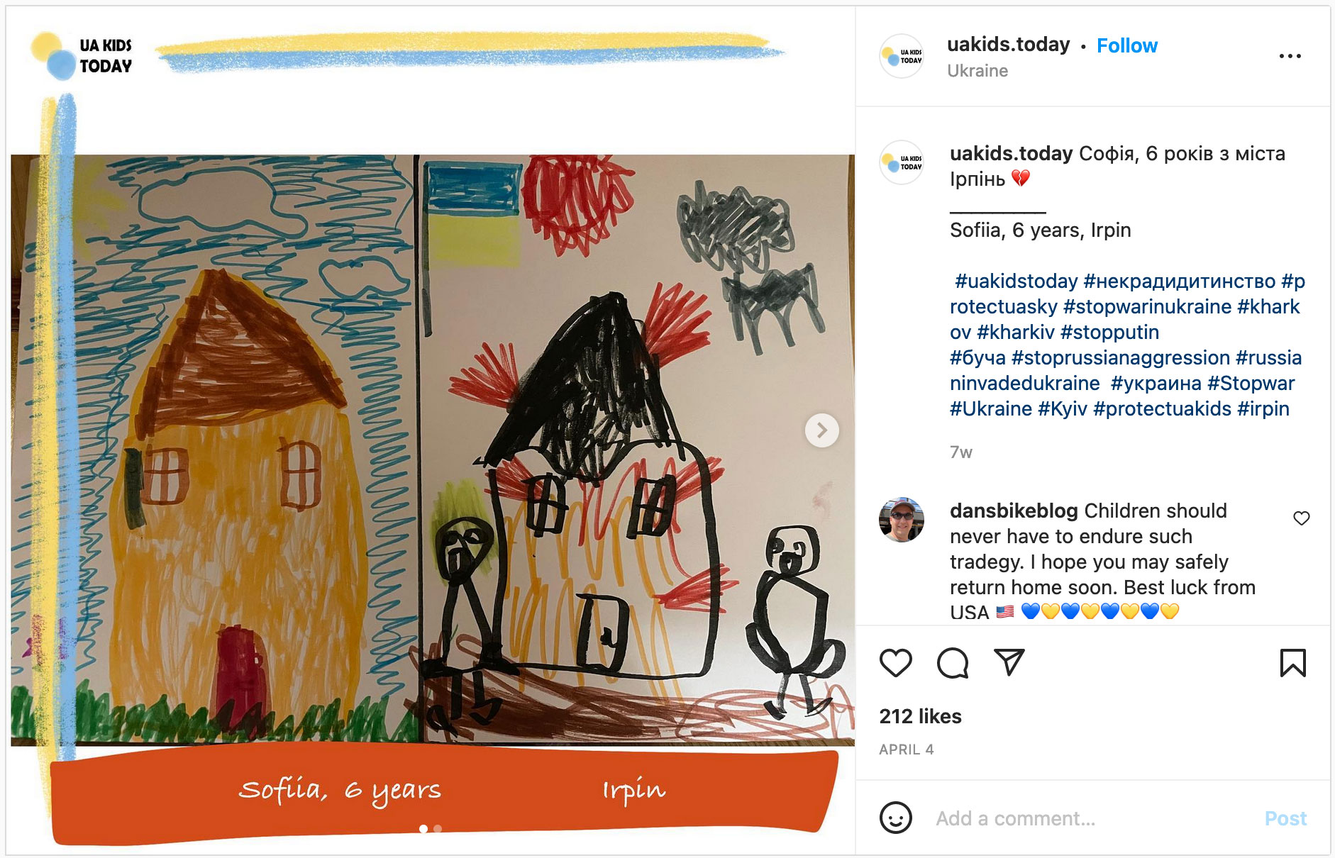 Child's drawing of a house -- and a house on fire