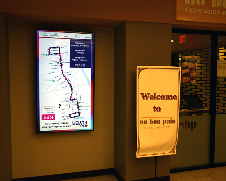 Digital display of a bus route