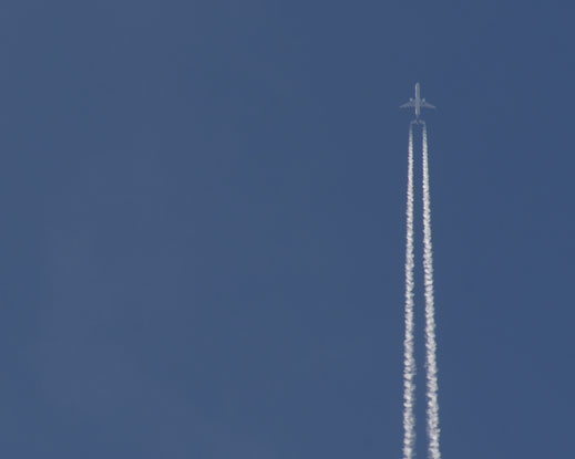 A jet in the blue sky