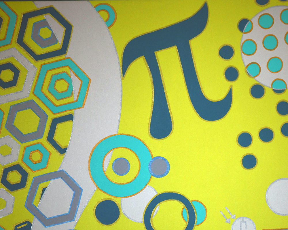 The symbol for pi in a colorful piece of art