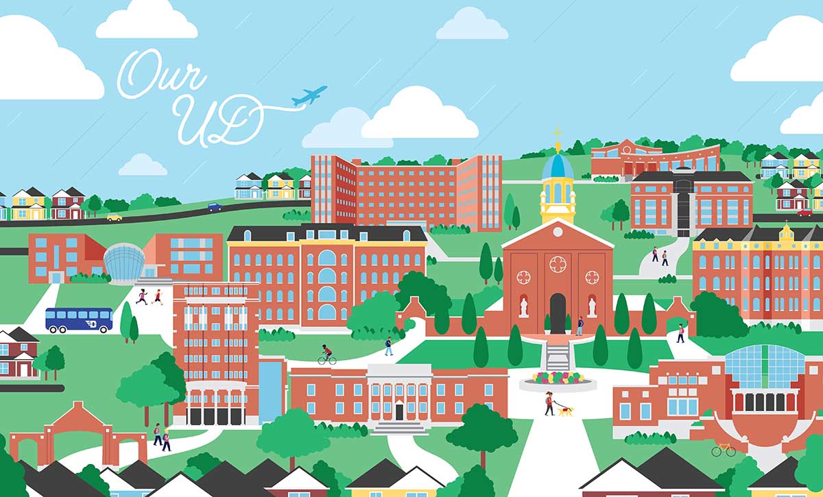 A large illustration of the UD campus.