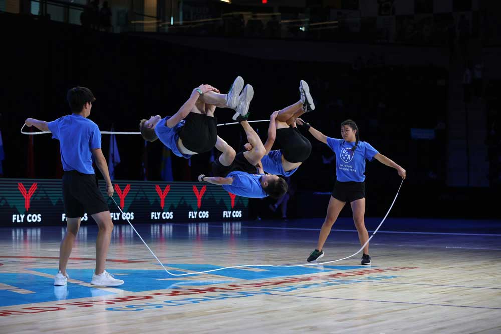 Athletes compete in double dutch at the World Jump Rope Championships