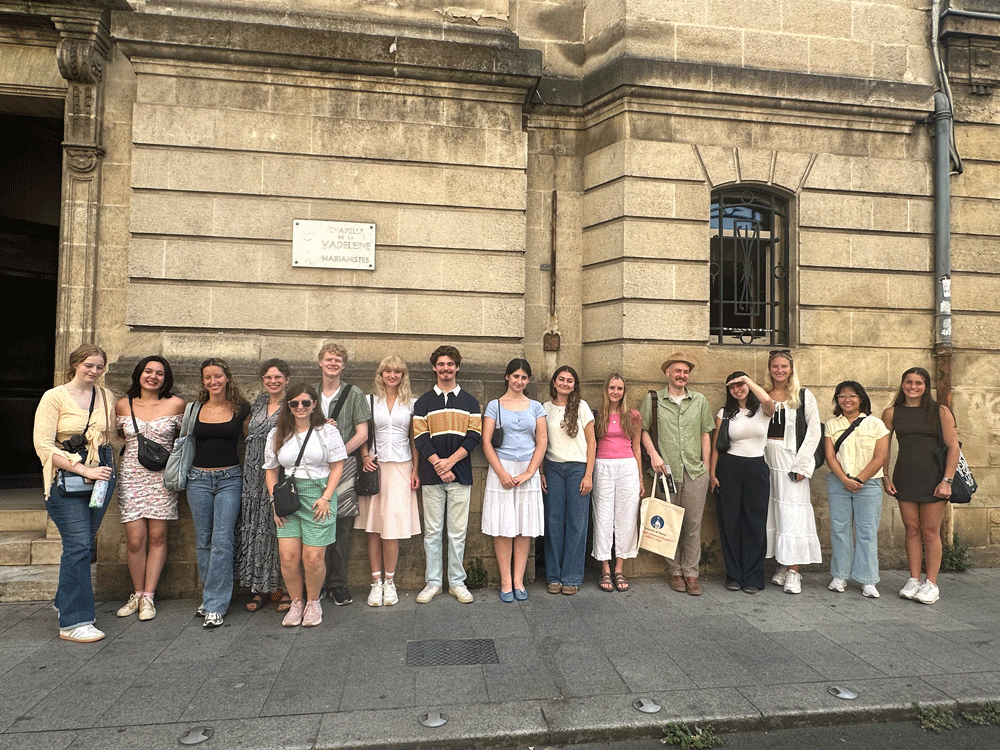 Students outside of the Madeleine chapel.
