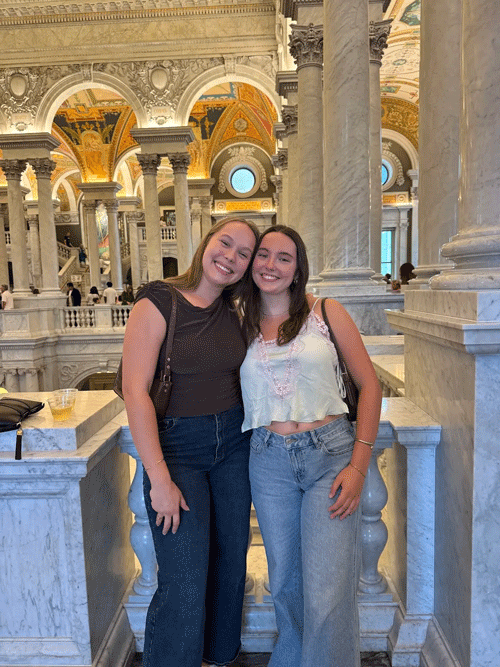 Karch and Guccione stand together in a historic spot in D.C.