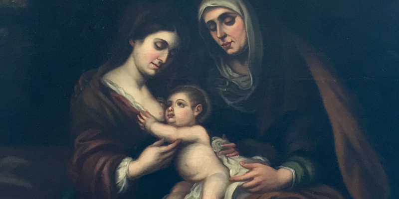 St. Anne with the Blessed Mother breastfeeding the Infant Jesus