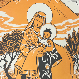 Japanese-style artwork of Madonna and Child
