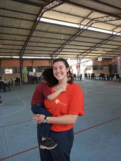 Nicole with three-year-old Mateo at Casa de Acogida, a domestic violence shelter in Guayaquil