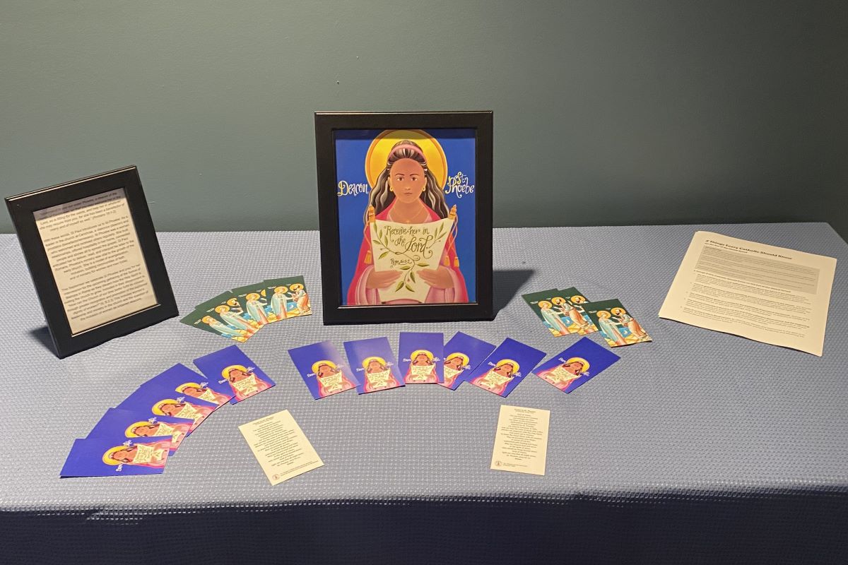 Icon and prayer cards of St. Phoebe.