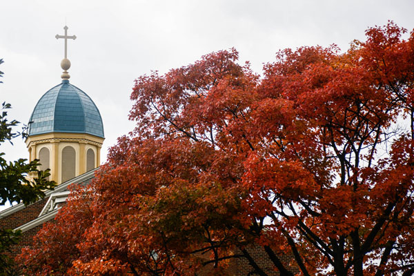 Chapel dome and fall trees