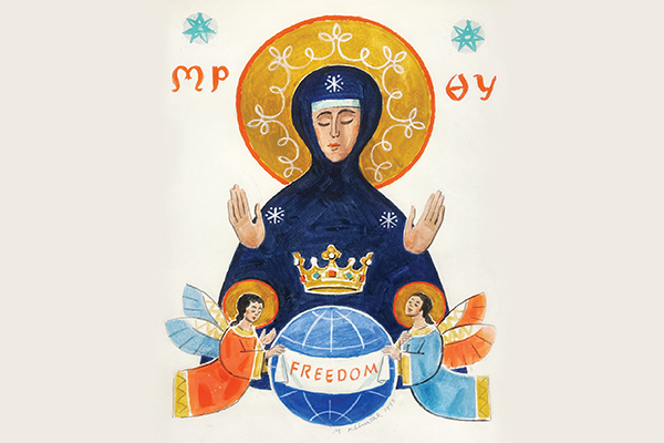 Ukrainian artwork of Mary as a symbol of freedon