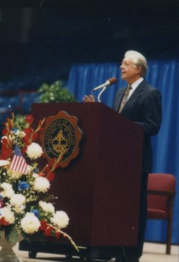 Former President Jimmy Carter headlined the 1992-93 Distinguished Speakers Series at the University of Dayton Arena on Sept. 14, 1992.