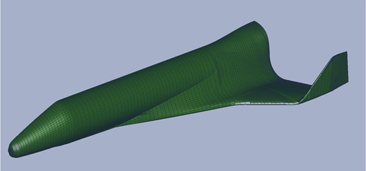 Computational fluid dynamics surface grid of space access vehicle model